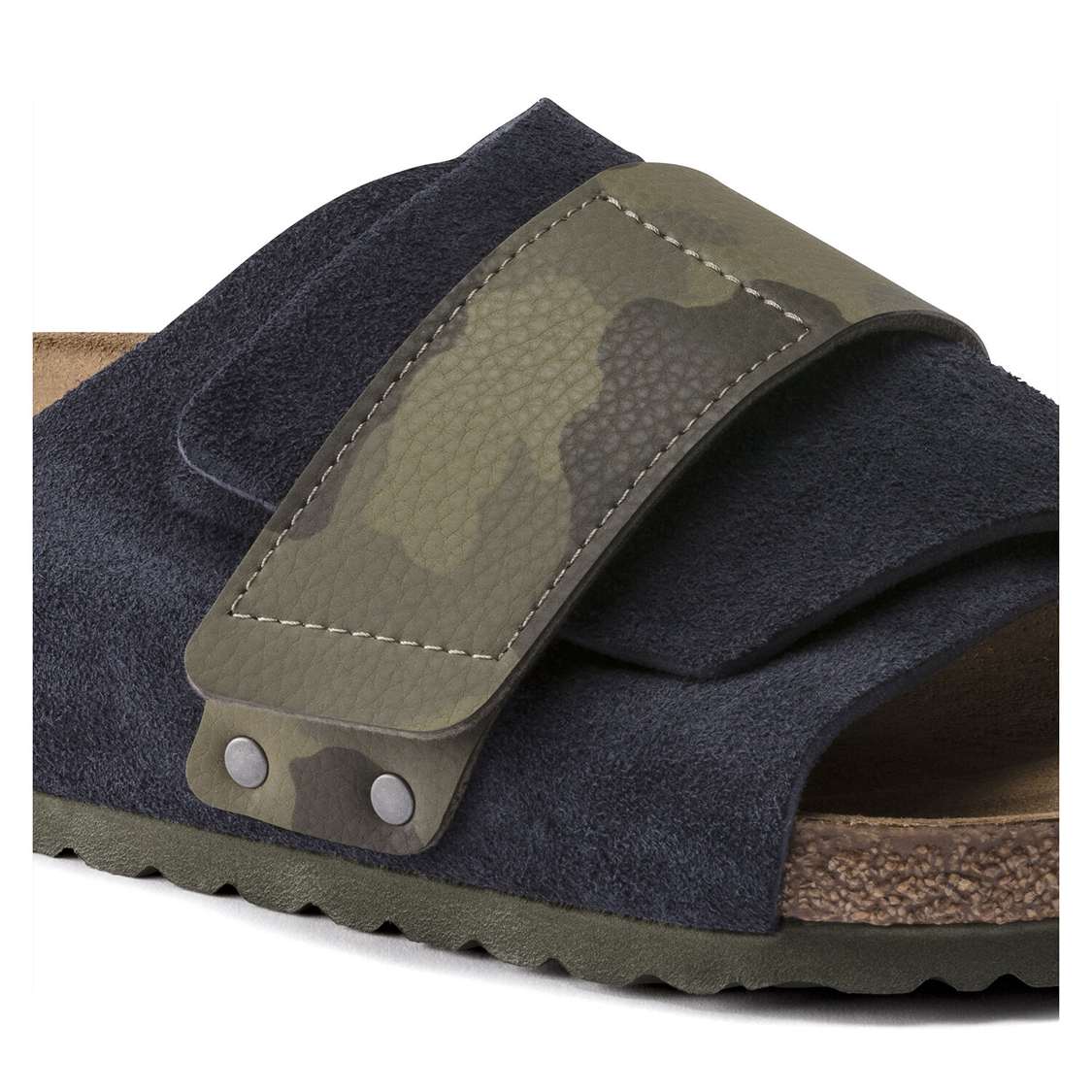 Blue Birkenstock Kyoto Suede Leather/Birko-Flor Men's One Strap Sandals | jiL5D3AmuTo