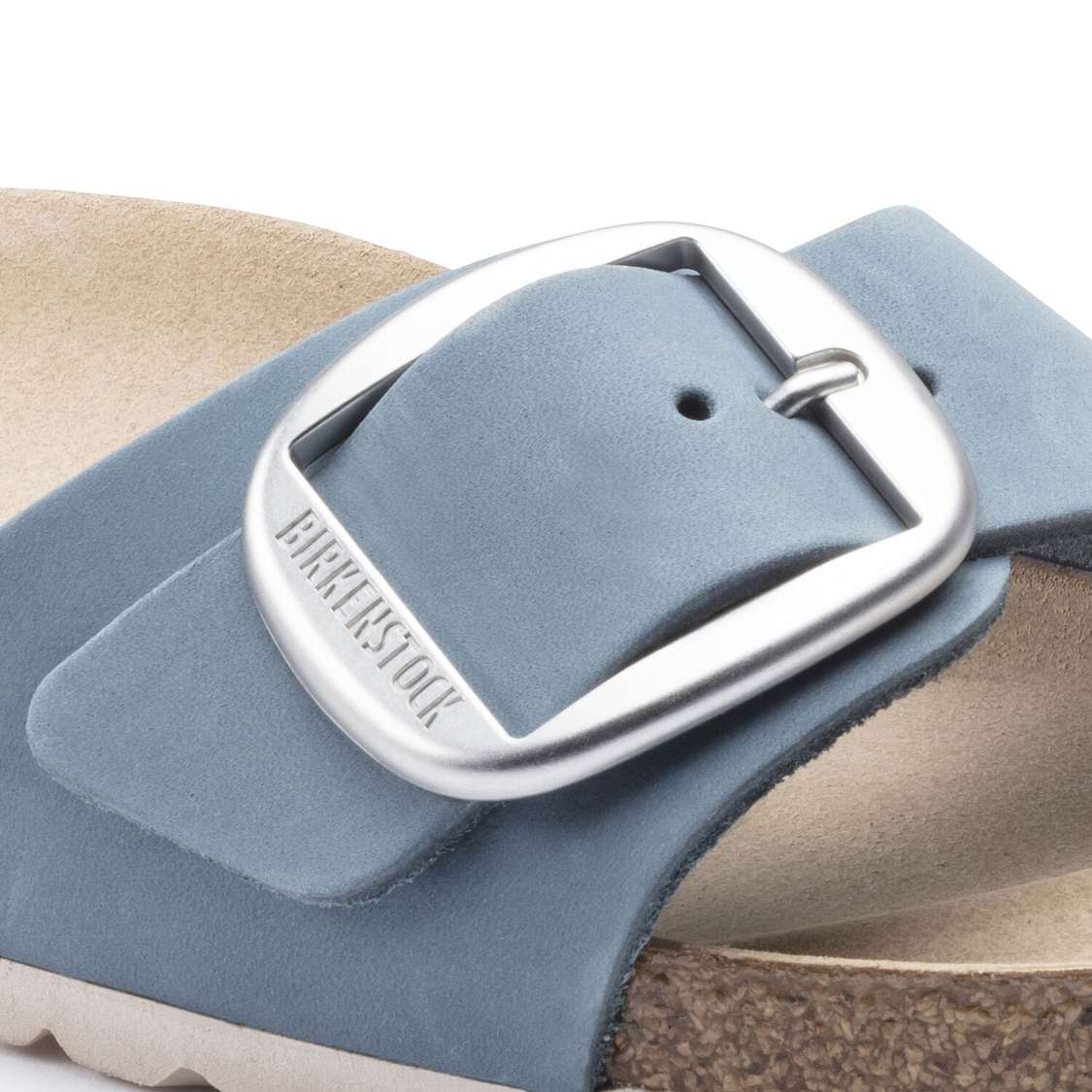 Blue Birkenstock Madrid Big Buckle Nubuck Leather Women's One Strap Sandals | tPqW6l8md5l