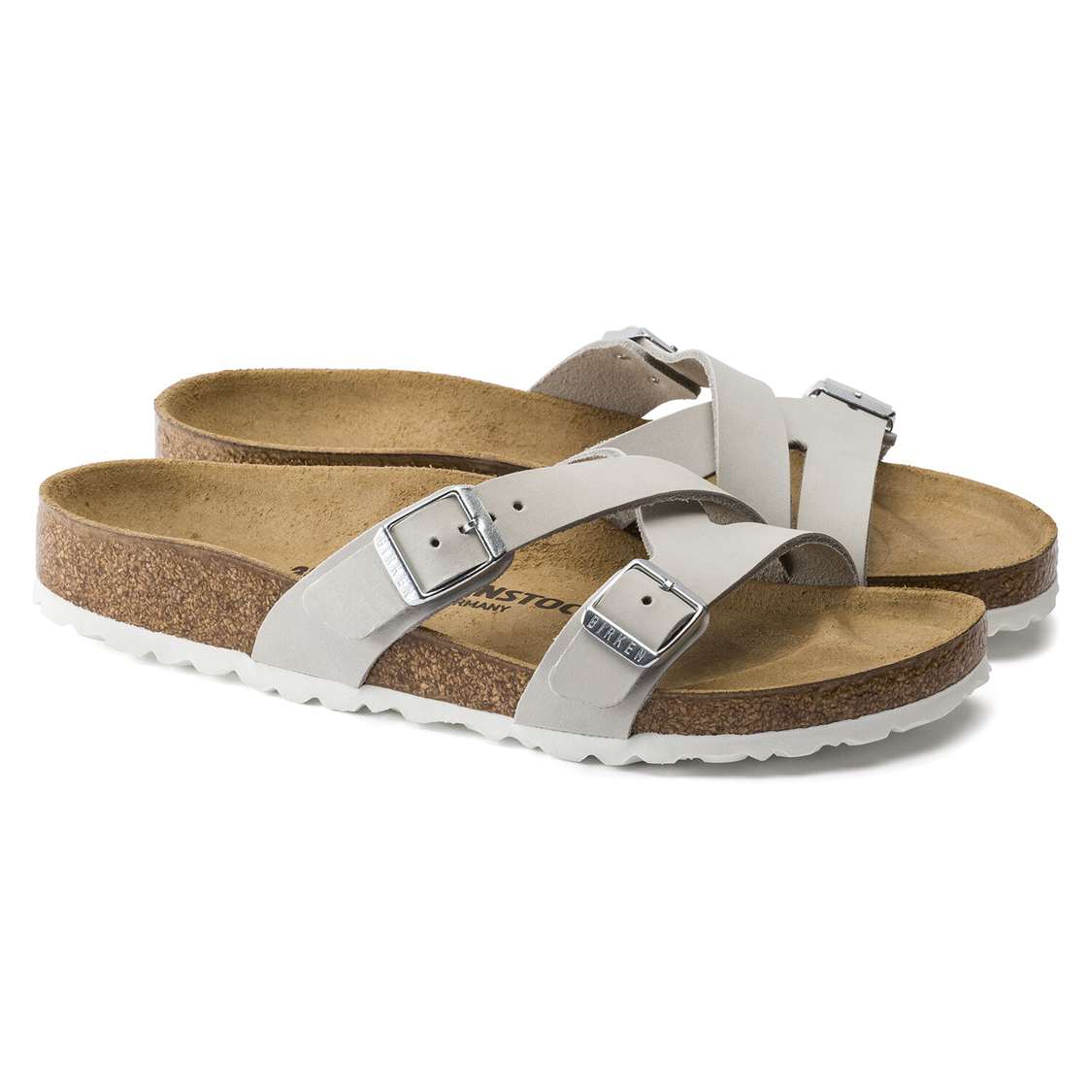 Blue Birkenstock Yao Nubuck Leather Women's Two Strap Sandals | TkXoGgikUCS