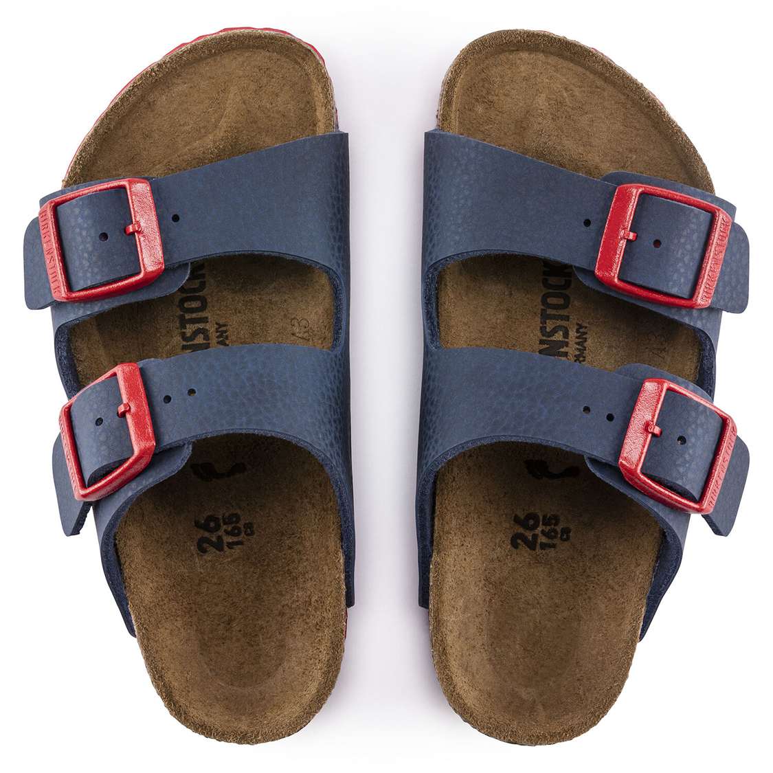 Blue Red Birkenstock Arizona Birko-Flor Kids' Girls Sandals | 9ejU1AYELX9