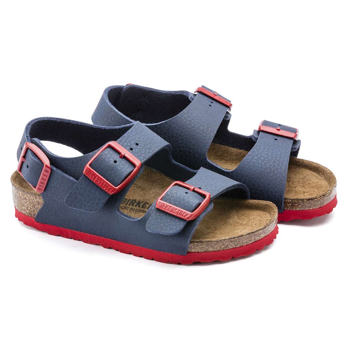 Blue Red Birkenstock Milano Birko-Flor Kids' Boys Sandals | wZC3X4jIJQh