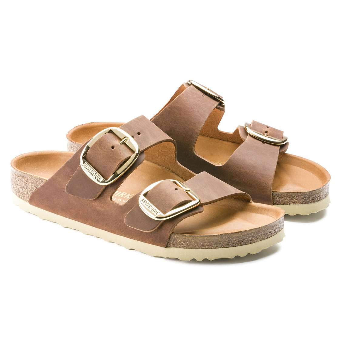 Brown Birkenstock Arizona Big Buckle Oiled Leather Women's Two Strap Sandals | pZSeRWuDMqB