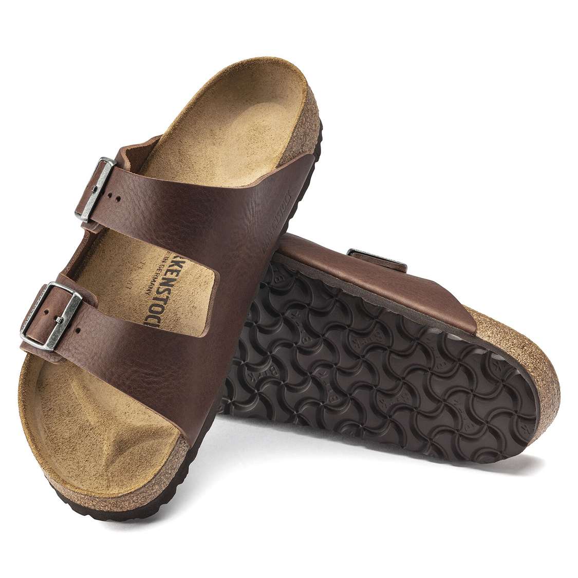 Brown Birkenstock Arizona Leather Men's Two Strap Sandals | 2EOzyAreyNm