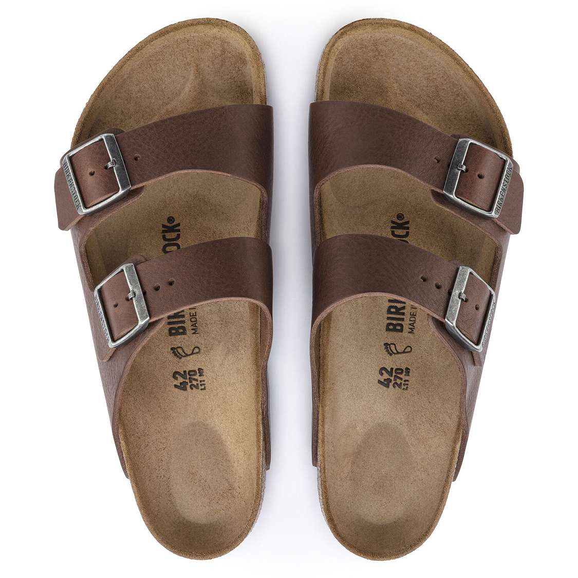 Brown Birkenstock Arizona Leather Men's Two Strap Sandals | 2EOzyAreyNm