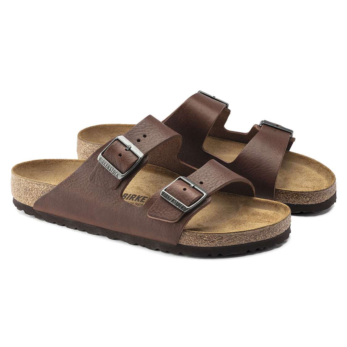 Brown Birkenstock Arizona Leather Men's Two Strap Sandals | 2EOzyAreyNm