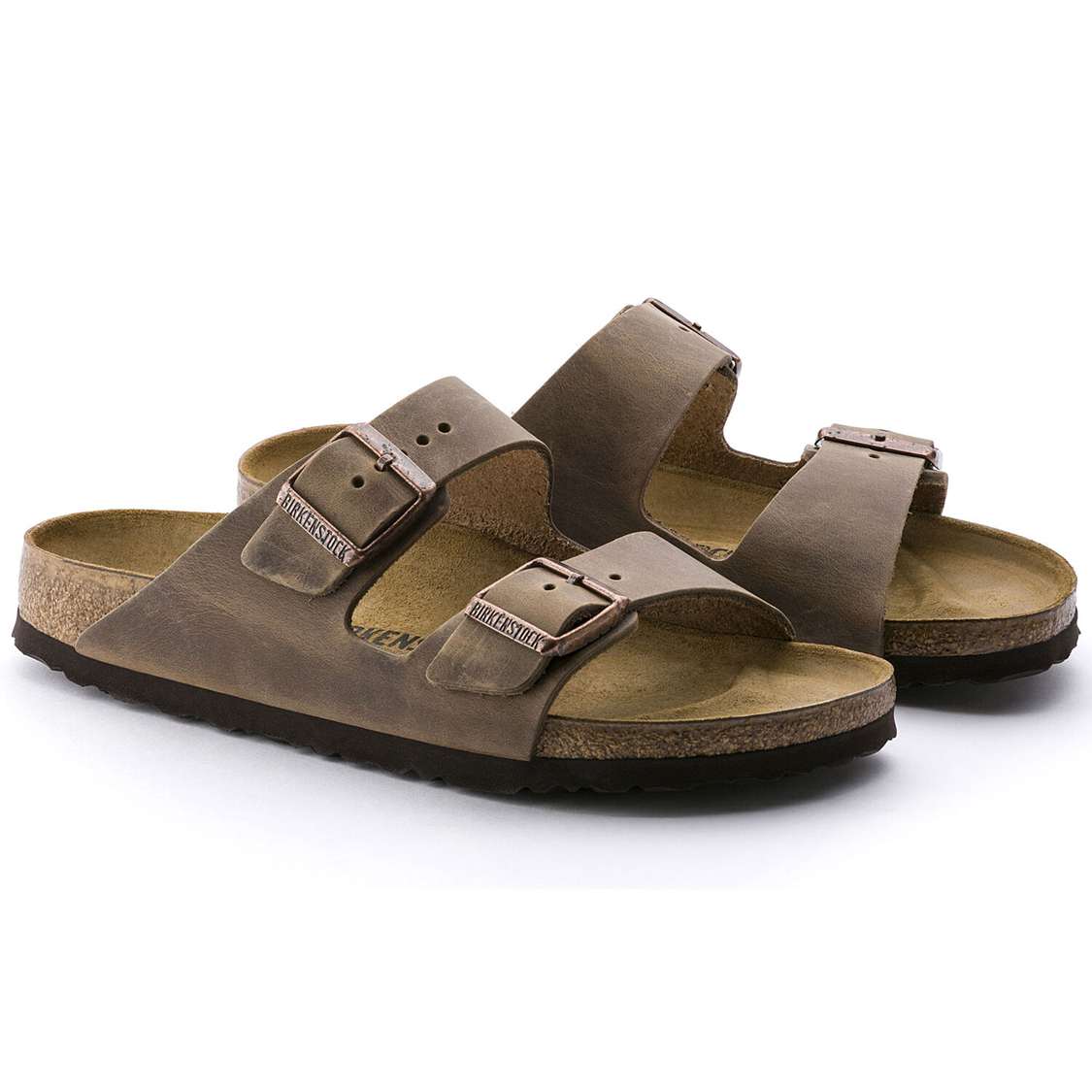 Brown Birkenstock Arizona Oiled Leather Men's Two Strap Sandals | BuQe8hxU6zT