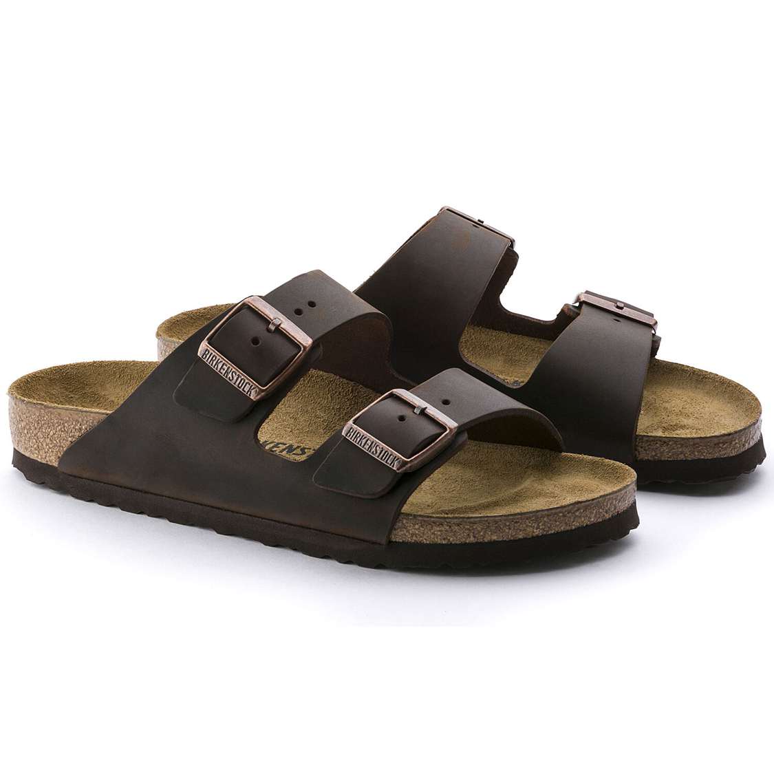 Brown Birkenstock Arizona Oiled Leather Men's Two Strap Sandals | qyjCvxvZJFu