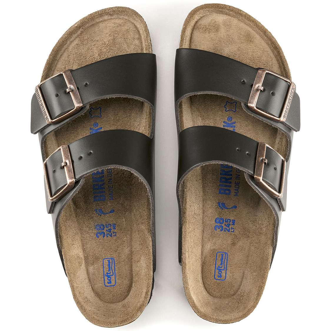 Brown Birkenstock Arizona Soft Footbed Leather Men's Two Strap Sandals | 5csc4BON8wA