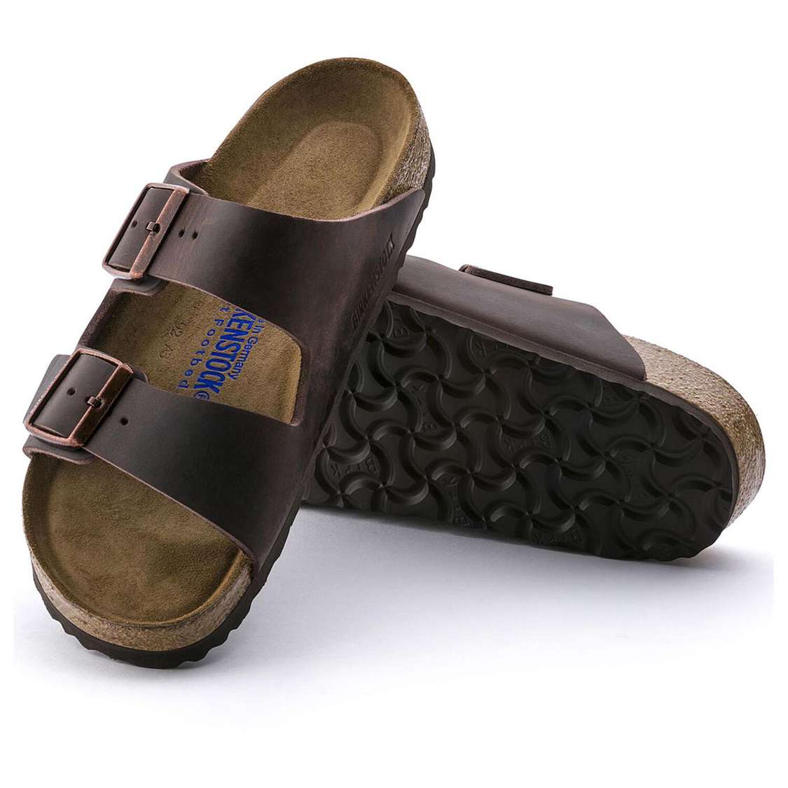 Brown Birkenstock Arizona Soft Footbed Oiled Nubuck Leather Women's Two Strap Sandals | G2JtsogloGP