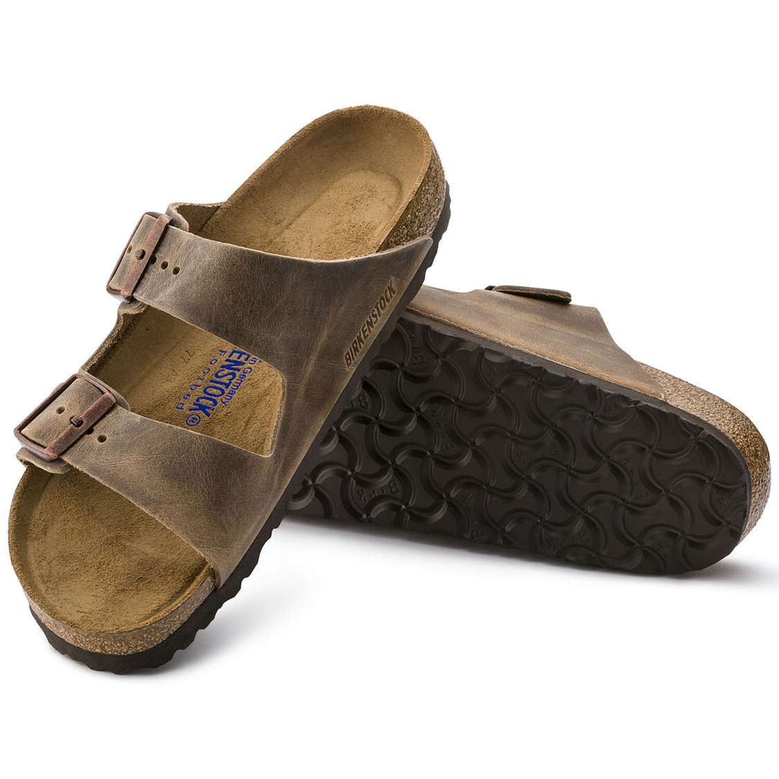 Brown Birkenstock Arizona Soft Footbed Oiled Nubuck Leather Men's Two Strap Sandals | HBD4BA7BxNq