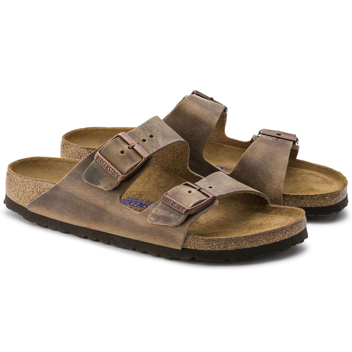 Brown Birkenstock Arizona Soft Footbed Oiled Nubuck Leather Men's Two Strap Sandals | HBD4BA7BxNq