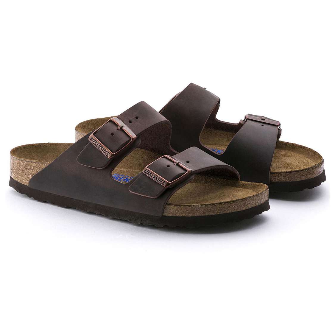 Brown Birkenstock Arizona Soft Footbed Oiled Nubuck Leather Men's Two Strap Sandals | iqy61e7ma1W