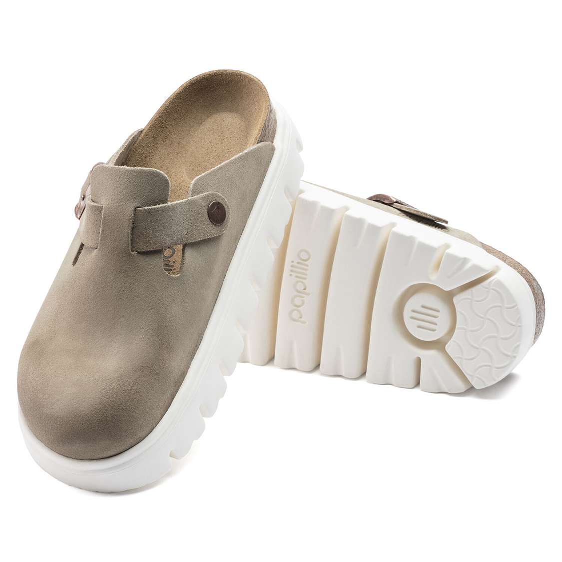 Brown Birkenstock Boston Papillio Suede Leather Women's Clogs | OAonoW8mLez