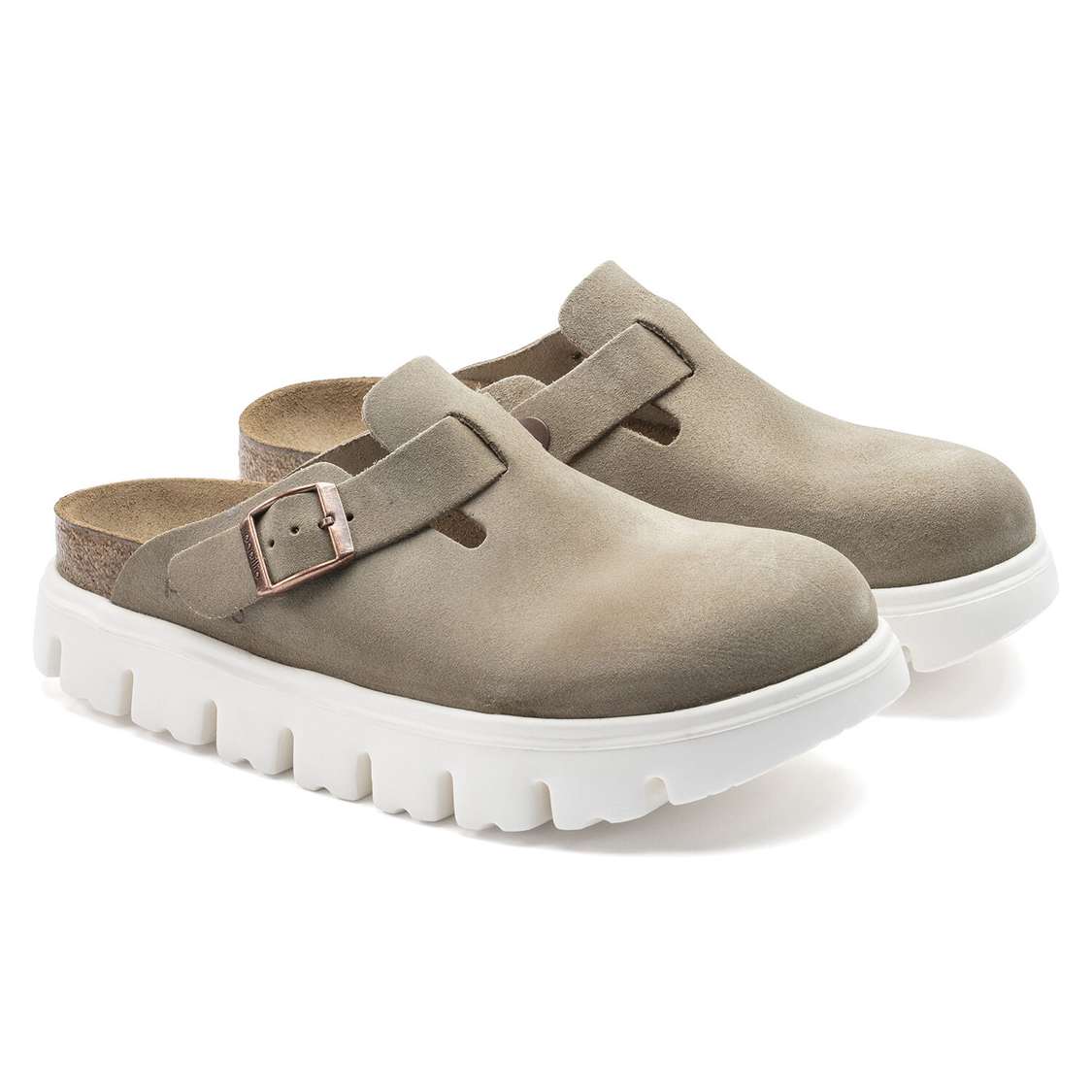 Brown Birkenstock Boston Papillio Suede Leather Women's Clogs | OAonoW8mLez