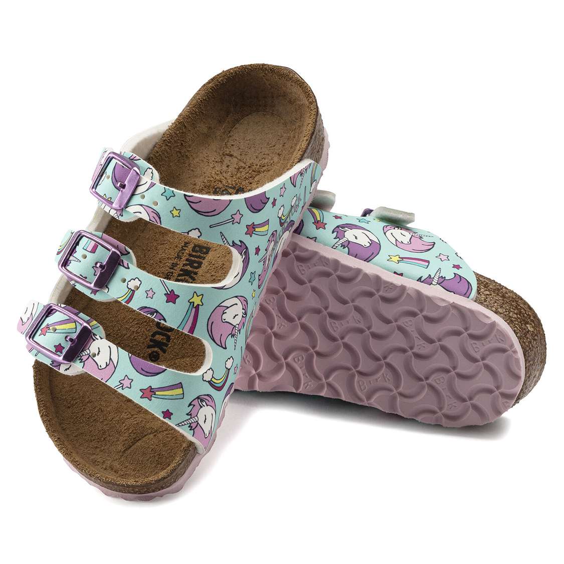 Brown Birkenstock Florida Birko-Flor Kids' Girls Sandals | cEIotUC2fey