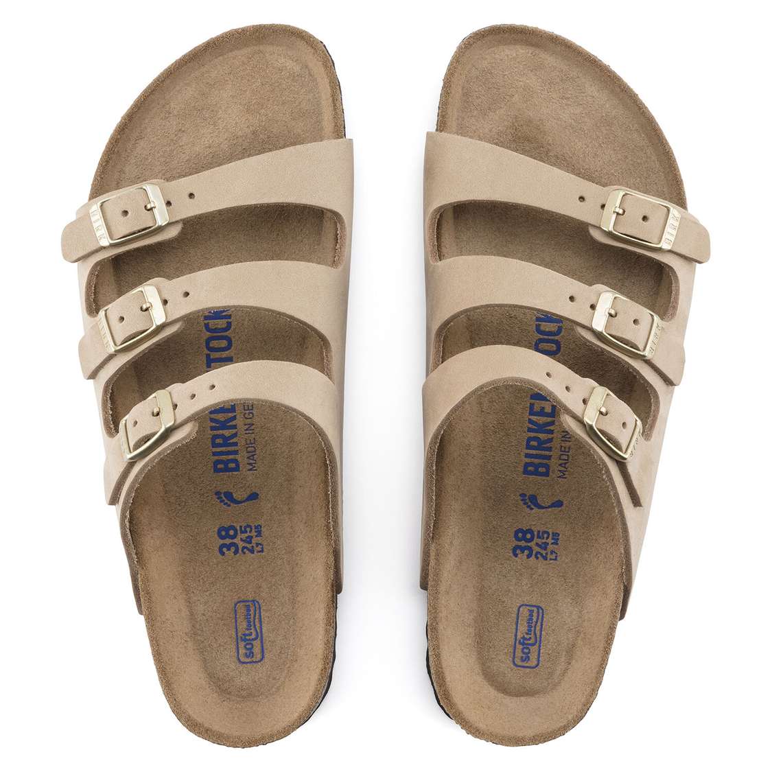 Brown Birkenstock Florida Fresh Soft Footbed Nubuck Leather Women's Multi Strap Sandals | Lh2hp12CTpN