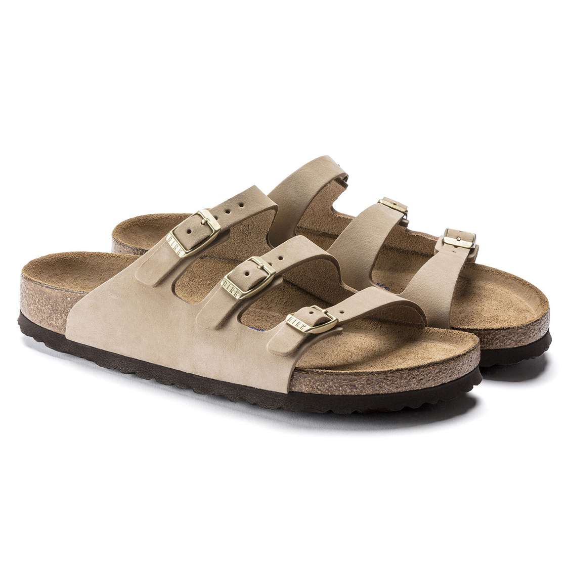 Brown Birkenstock Florida Fresh Soft Footbed Nubuck Leather Women's Multi Strap Sandals | Lh2hp12CTpN