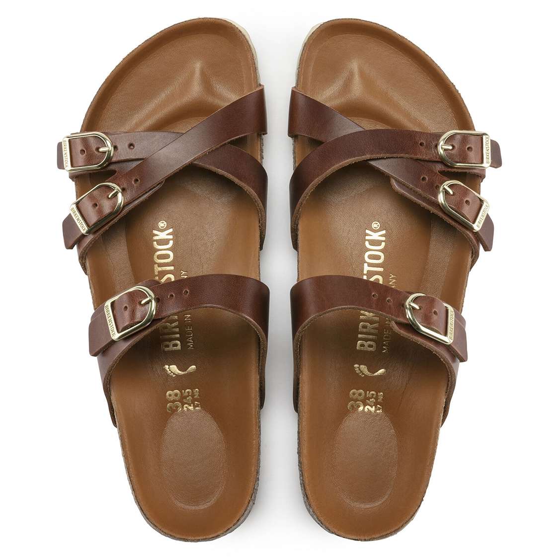 Brown Birkenstock Franca Oiled Leather Women's Multi Strap Sandals | HQlQyuBgQb9