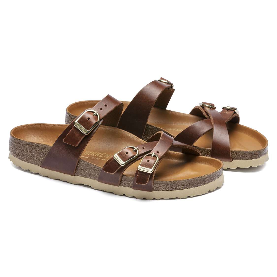 Brown Birkenstock Franca Oiled Leather Women's Multi Strap Sandals | HQlQyuBgQb9