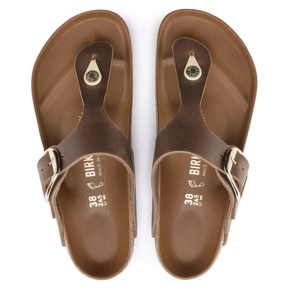 Brown Birkenstock Gizeh Big Buckle Leather Women's Thong | WqdXf4HGShE