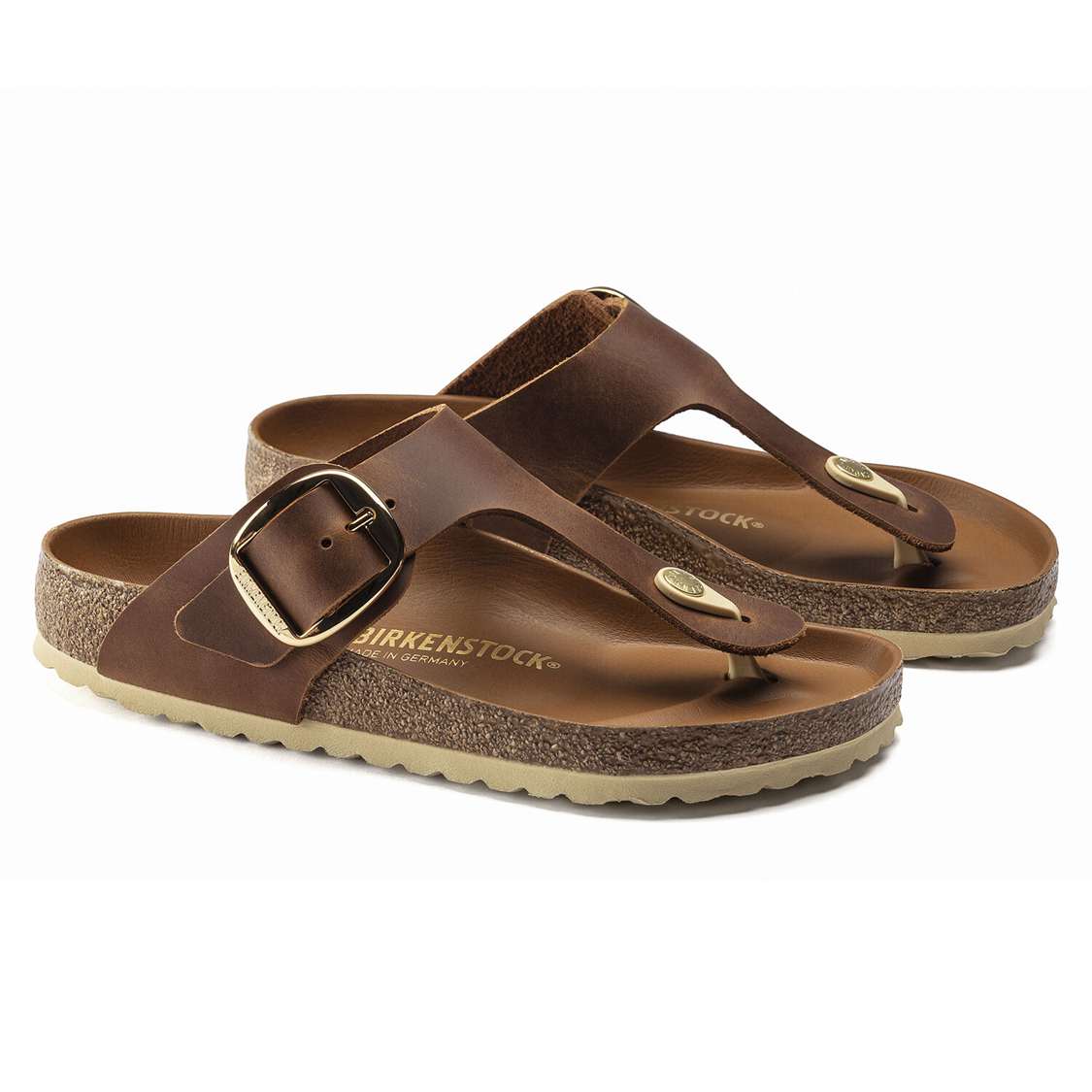 Brown Birkenstock Gizeh Big Buckle Leather Women's Thong | WqdXf4HGShE