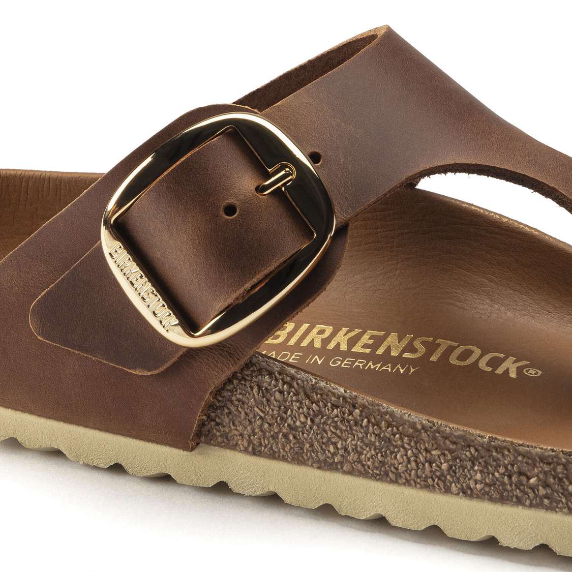 Brown Birkenstock Gizeh Big Buckle Leather Women's Thong | WqdXf4HGShE