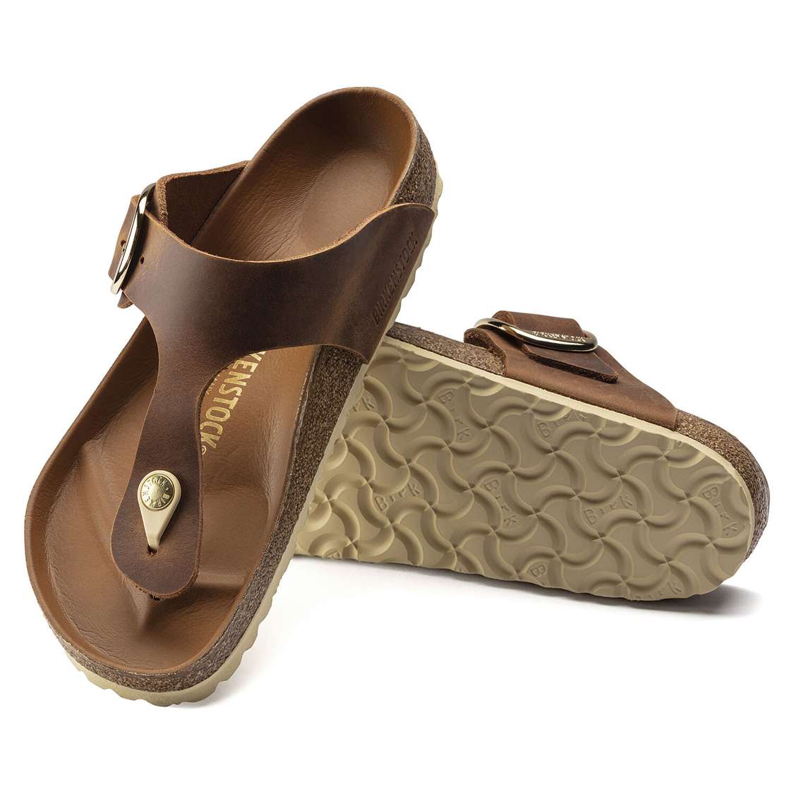 Brown Birkenstock Gizeh Big Buckle Leather Women's One Strap Sandals | oKhOCrPItz2