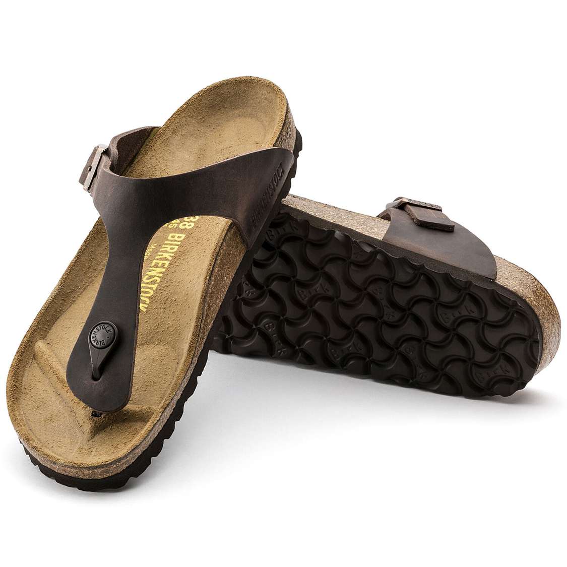 Brown Birkenstock Gizeh Oiled Leather Men's One Strap Sandals | VpqinurMImH