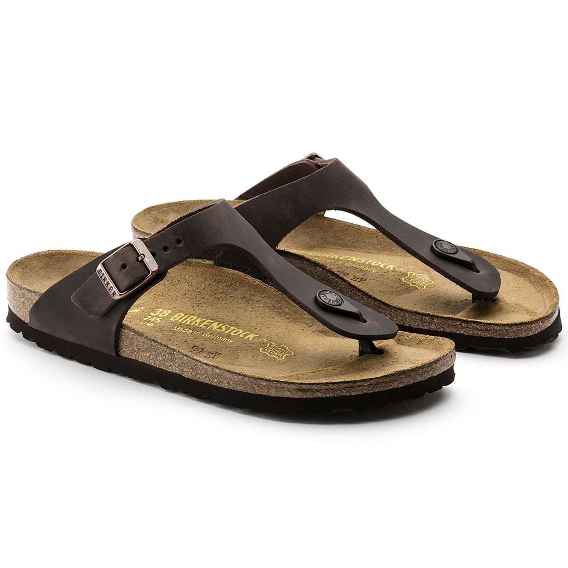 Brown Birkenstock Gizeh Oiled Leather Men's One Strap Sandals | VpqinurMImH