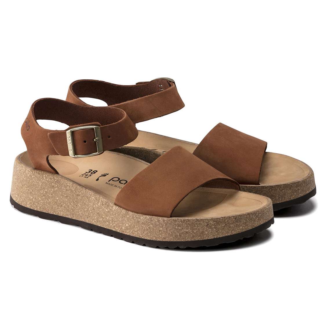 Brown Birkenstock Glenda Nubuck Leather Women's Platforms Sandals | SRLttoPDn4N