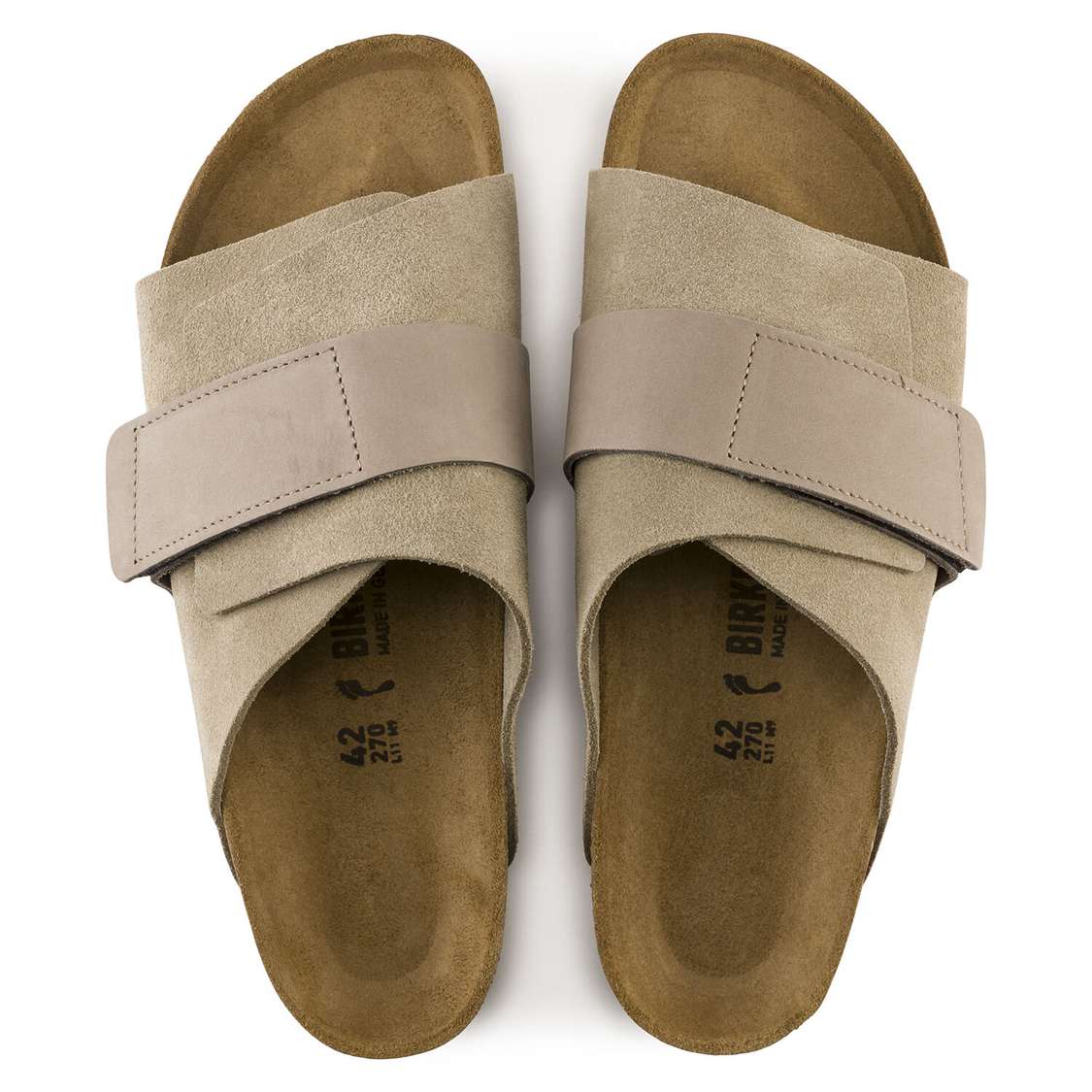 Brown Birkenstock Kyoto Nubuck/Suede Leather Men's One Strap Sandals | 1wWBhj4mvSJ