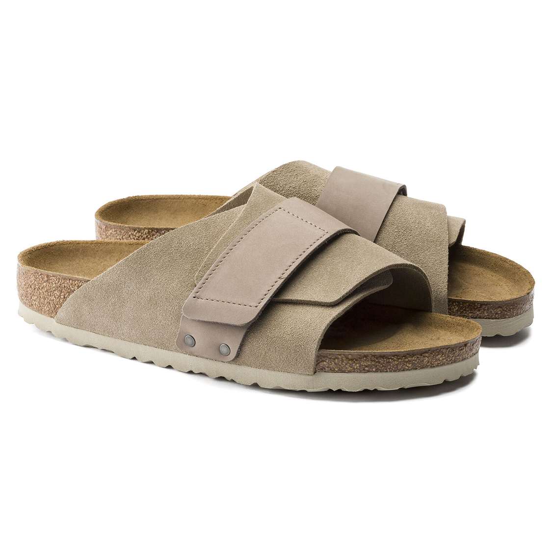 Brown Birkenstock Kyoto Nubuck/Suede Leather Men's One Strap Sandals | 1wWBhj4mvSJ