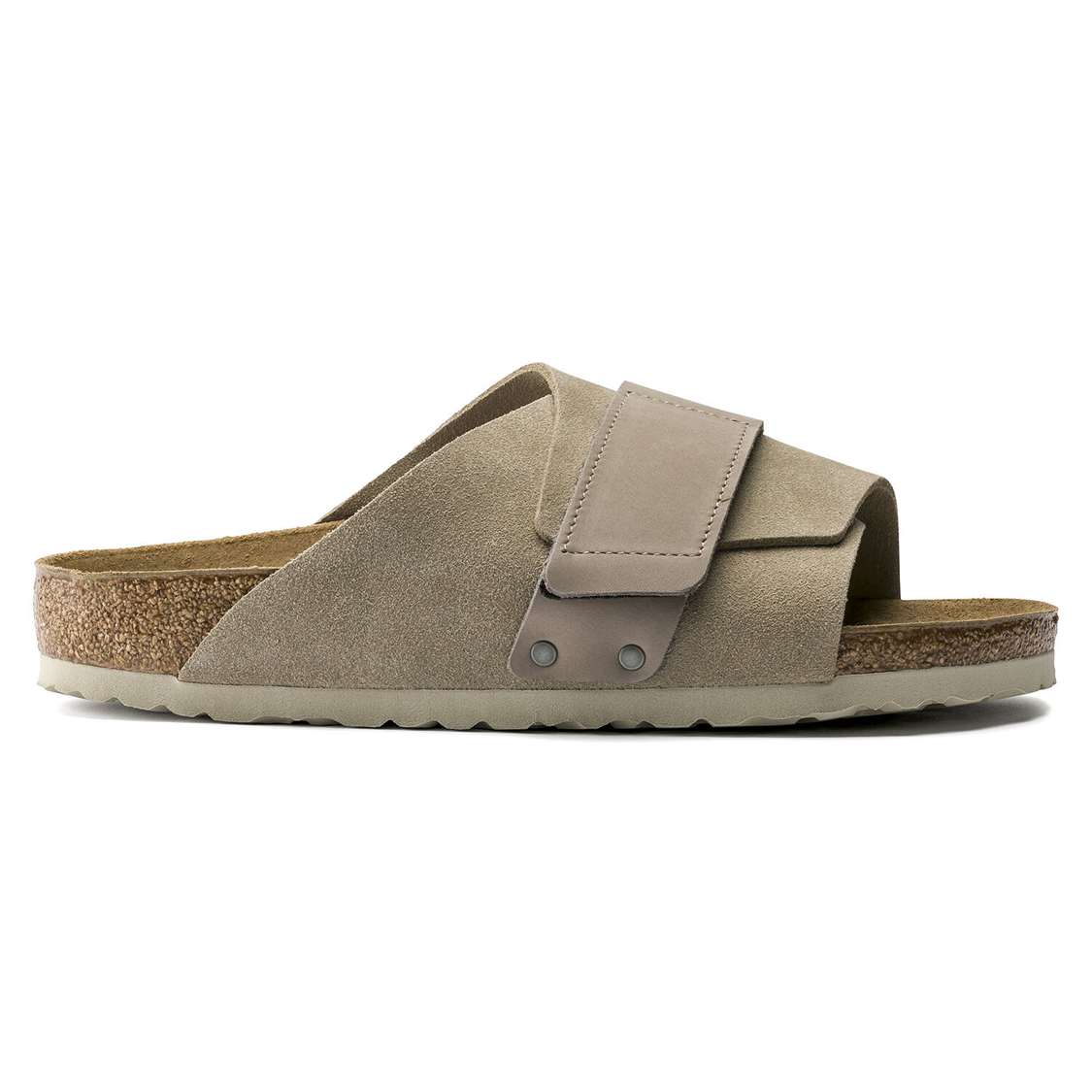 Brown Birkenstock Kyoto Nubuck/Suede Leather Men's One Strap Sandals | 1wWBhj4mvSJ