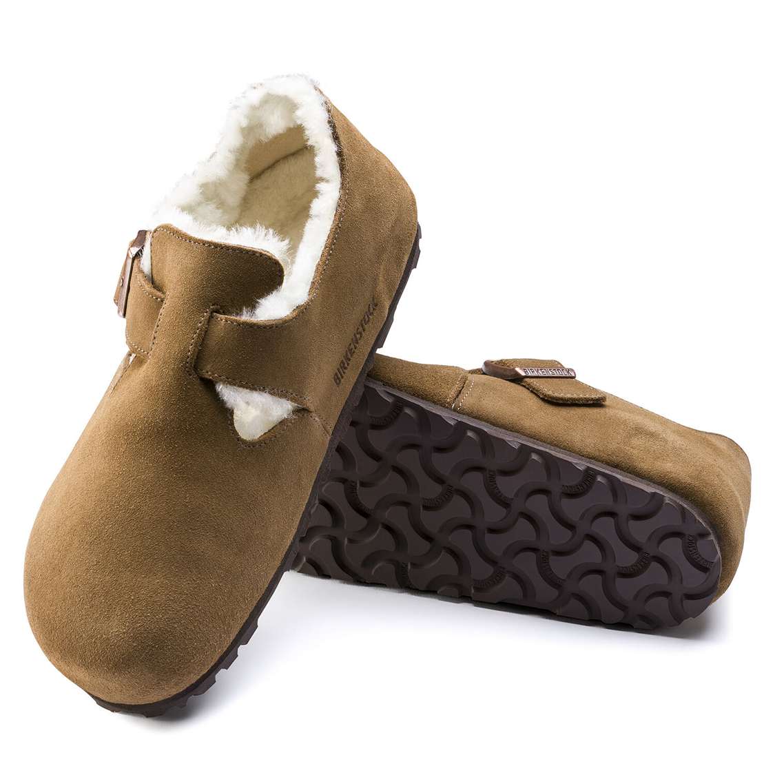 Brown Birkenstock London Shearling Suede Leather Women's Low Shoes | ruuK8IdwVsW