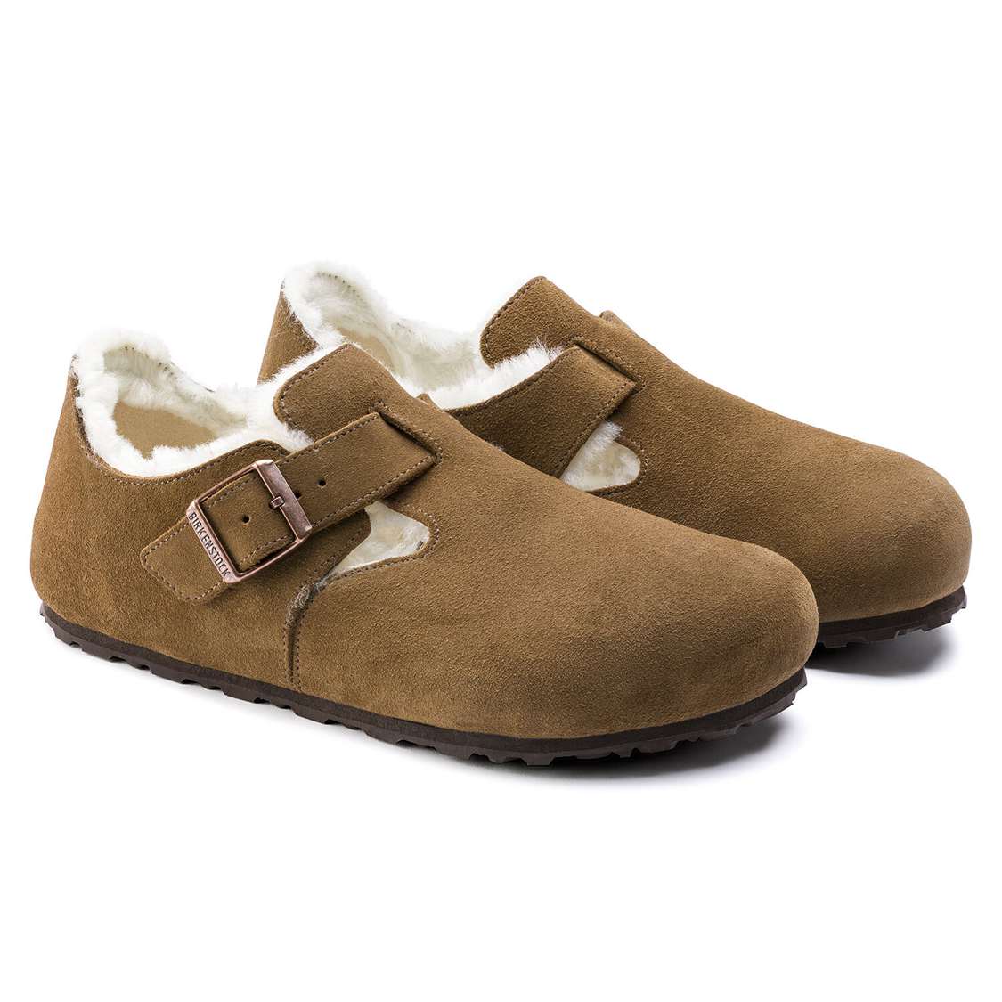 Brown Birkenstock London Shearling Suede Leather Women's Low Shoes | ruuK8IdwVsW