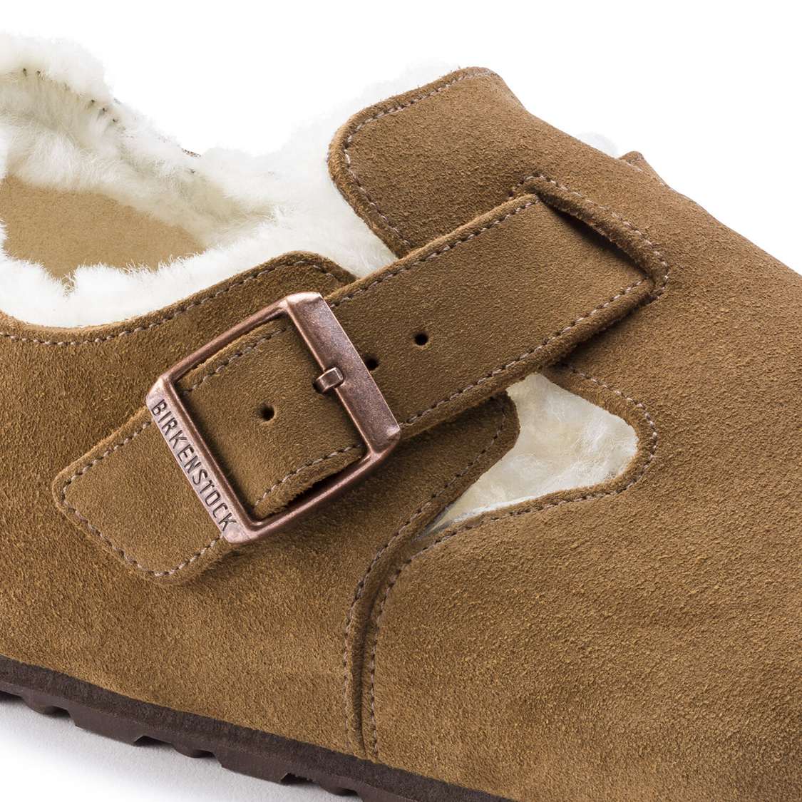 Brown Birkenstock London Shearling Suede Leather Women's Low Shoes | ruuK8IdwVsW