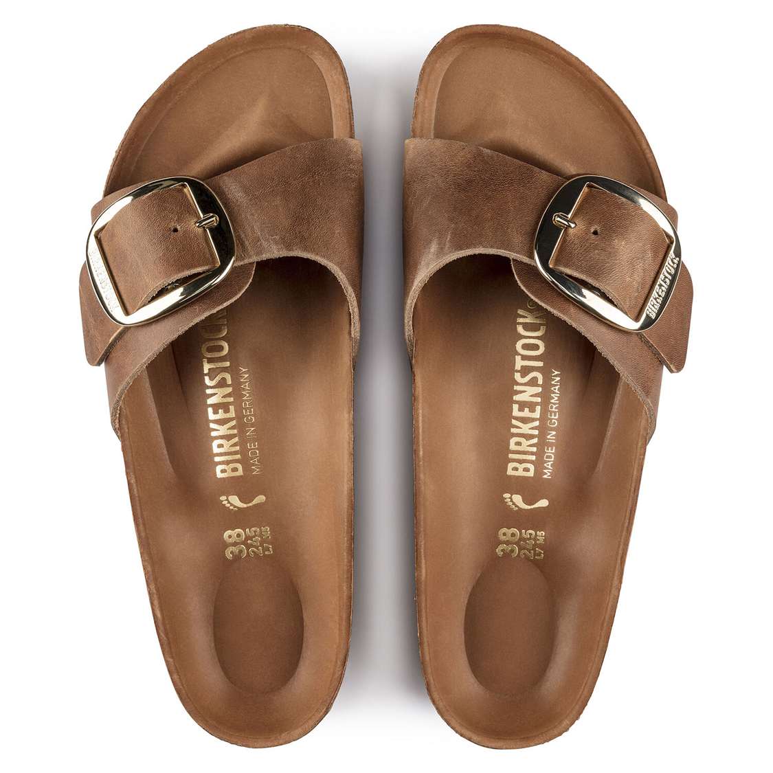 Brown Birkenstock Madrid Big Buckle Oiled Leather Women's One Strap Sandals | MBFDHabQZDv