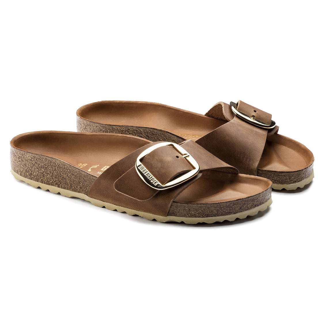 Brown Birkenstock Madrid Big Buckle Oiled Leather Women's One Strap Sandals | MBFDHabQZDv