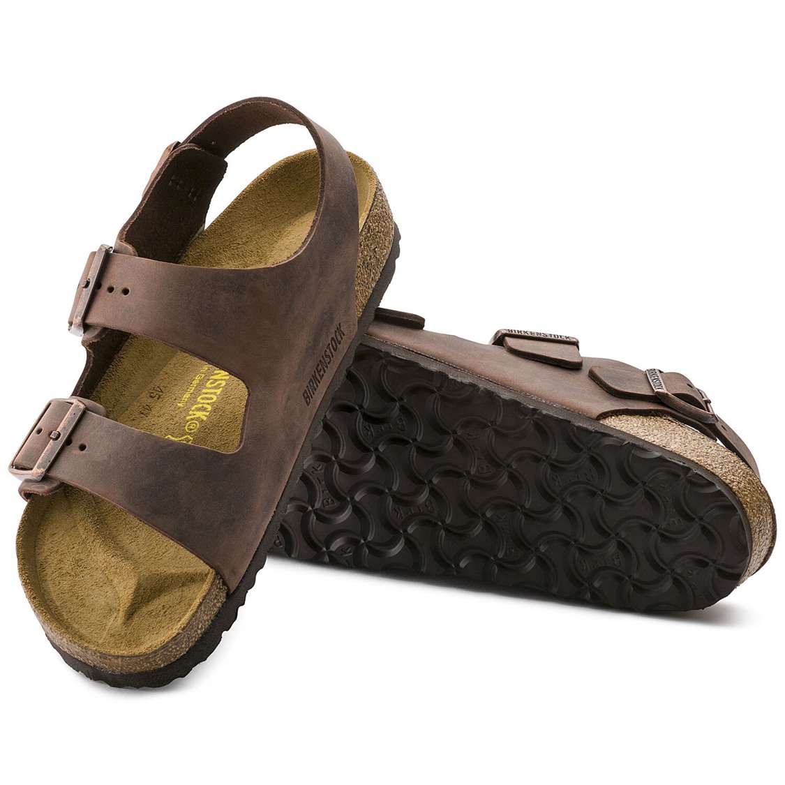 Brown Birkenstock Milano Oiled Leather Men's Two Strap Sandals | QsU86adeTxR