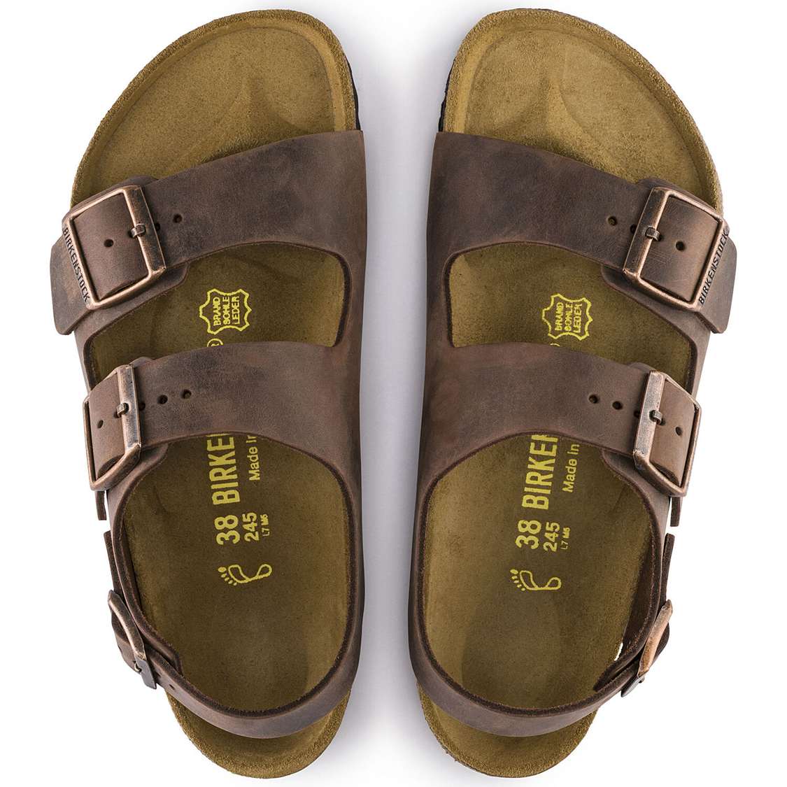 Brown Birkenstock Milano Oiled Leather Men's Two Strap Sandals | QsU86adeTxR