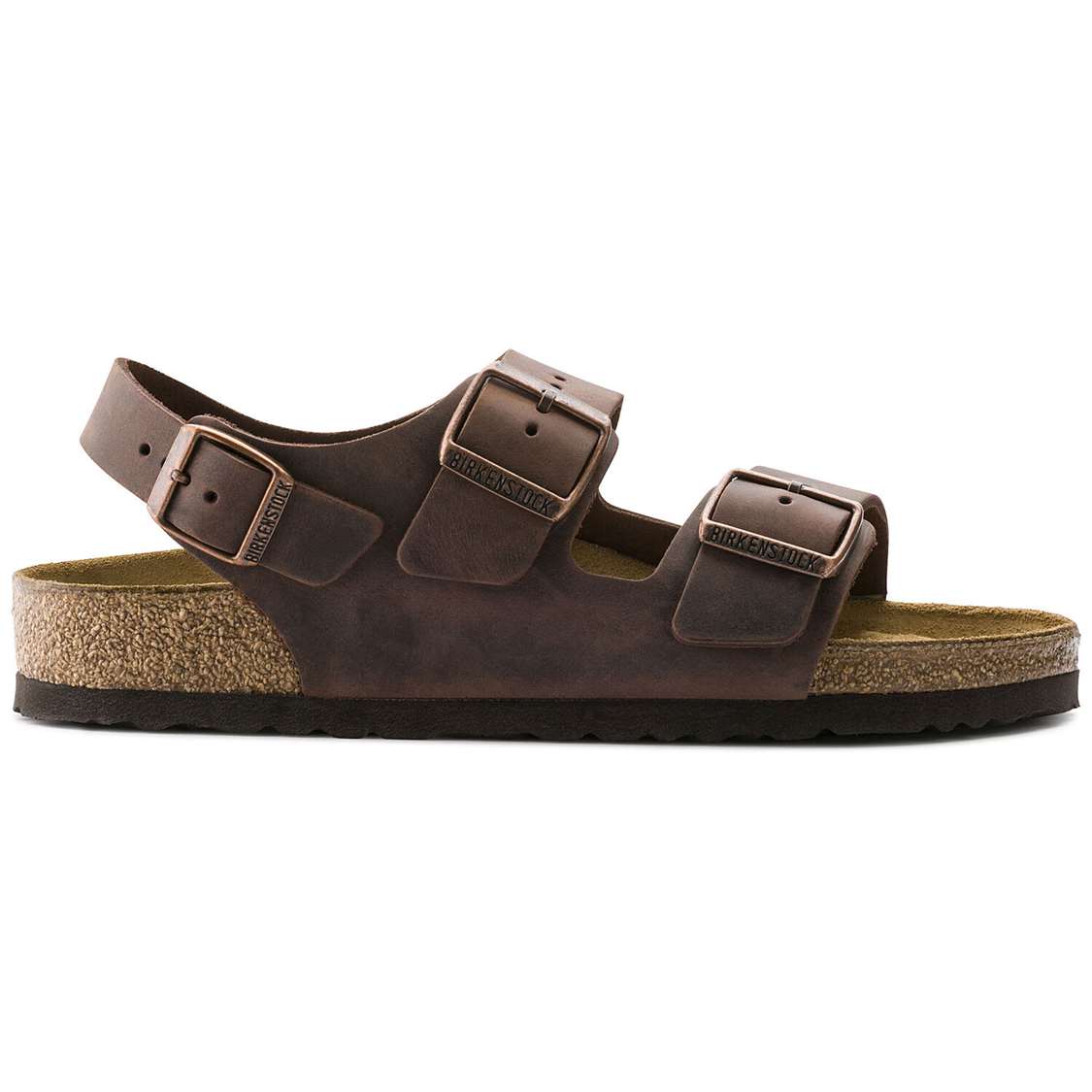 Brown Birkenstock Milano Oiled Leather Men's Two Strap Sandals | QsU86adeTxR