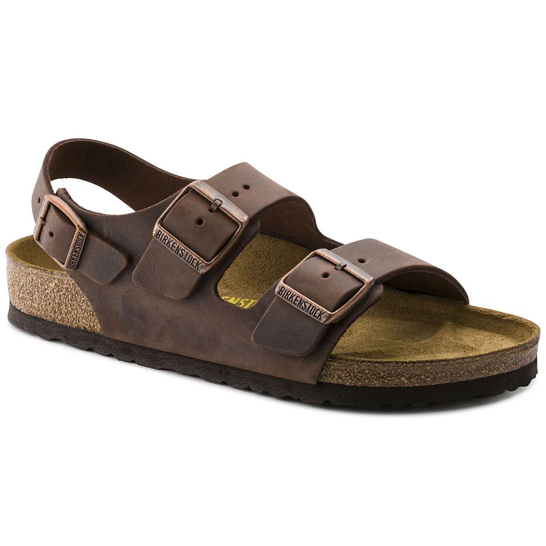 Brown Birkenstock Milano Oiled Leather Men\'s Two Strap Sandals | QsU86adeTxR