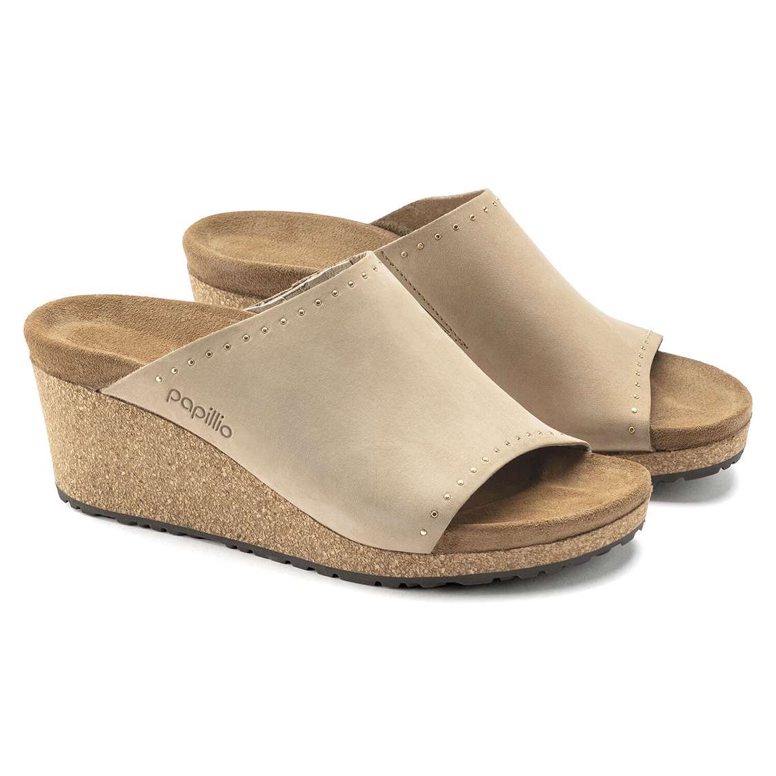 Brown Birkenstock Namica Rivets Nubuck Leather Women's Wedges Sandals | eFUAk9Unwby