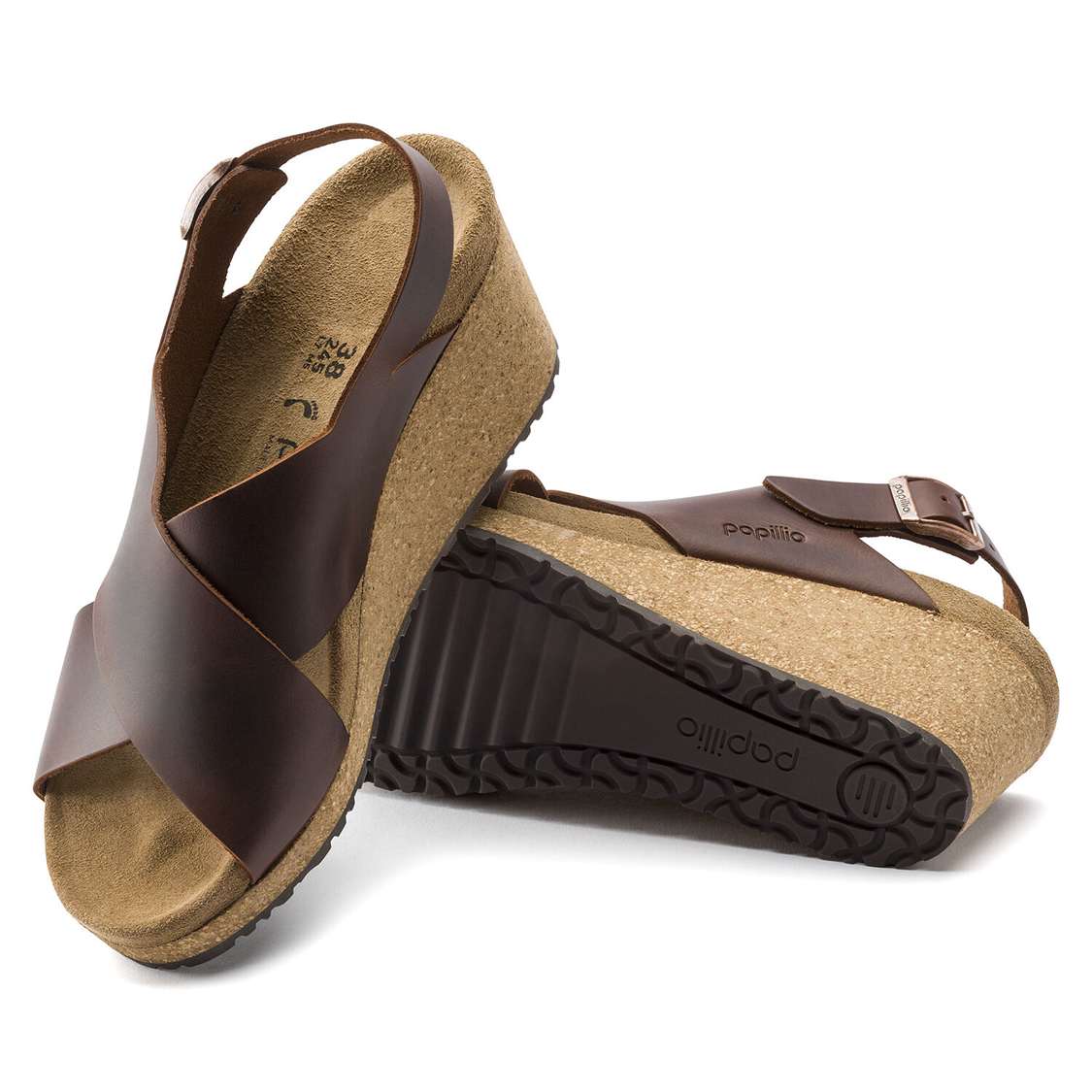 Brown Birkenstock Samira Leather Women's Wedges Sandals | RqV26uRm9RZ