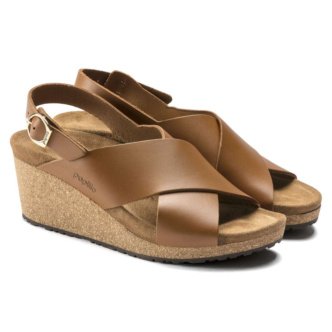 Brown Birkenstock Samira Leather Women's Two Strap Sandals | oDUQHhlN38x