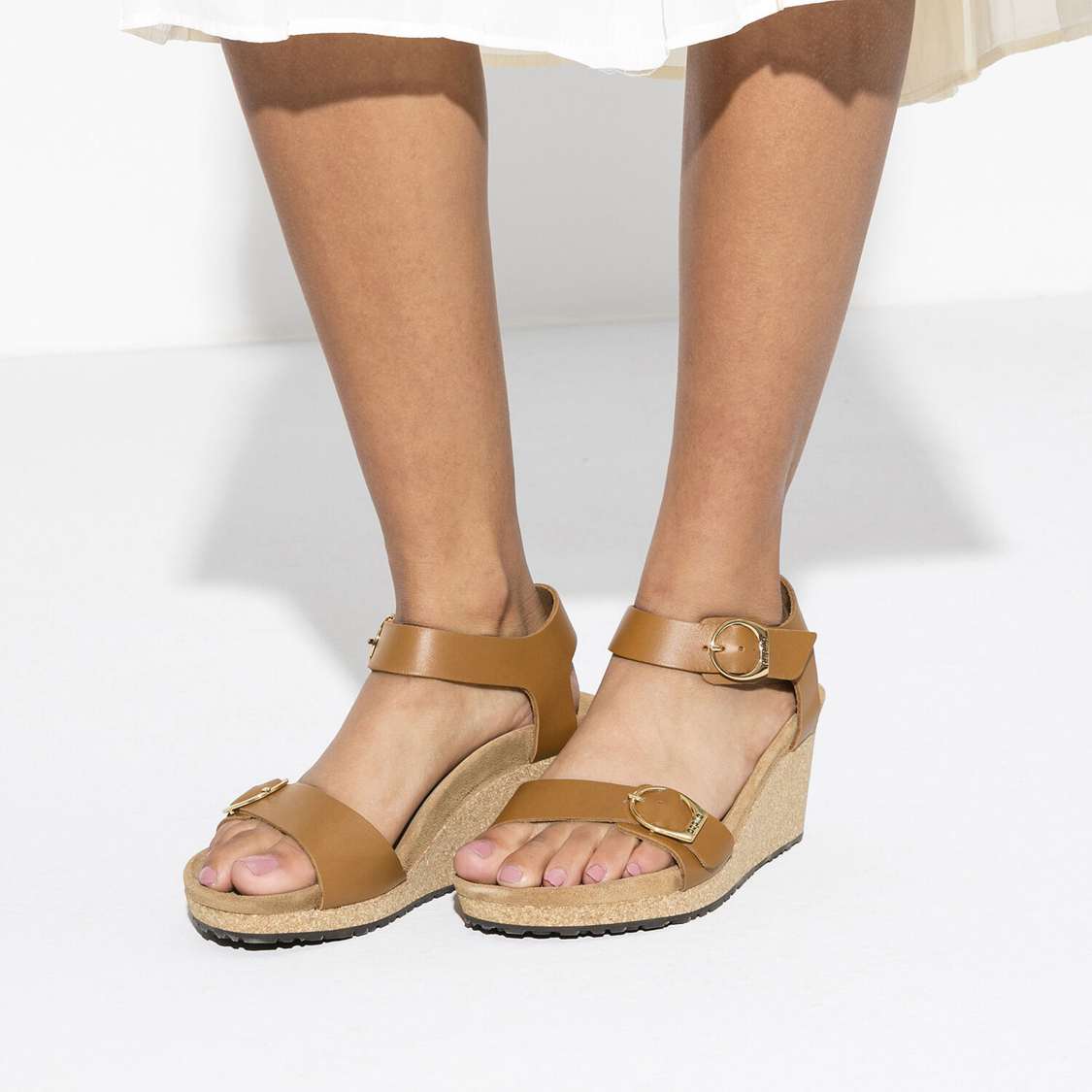 Brown Birkenstock Soley Leather Women's Wedges Sandals | zZtZqbIyB57