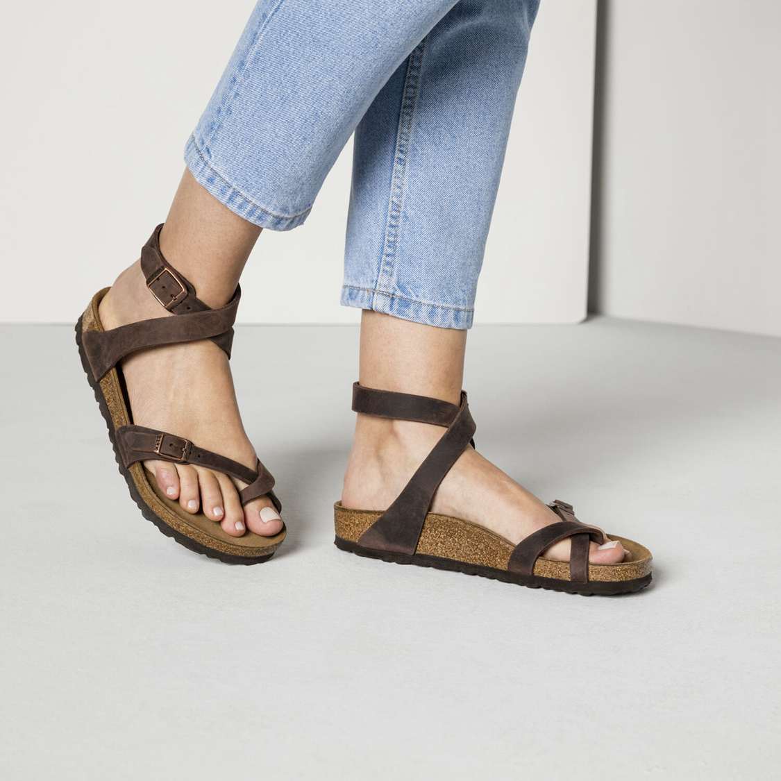 Brown Birkenstock Yara Oiled Leather Women's Ankle Strap Sandals | muTLSTEq6HM