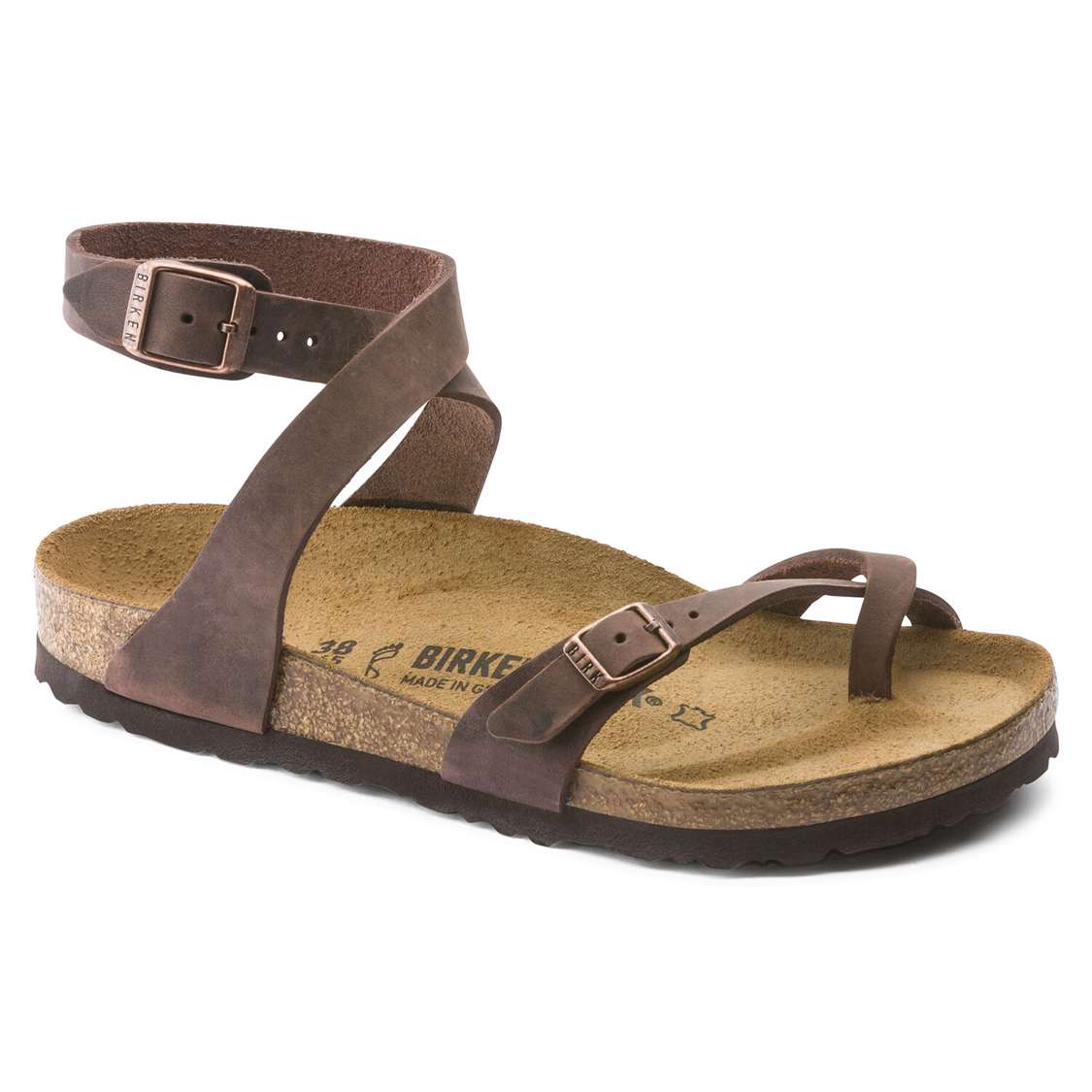 Brown Birkenstock Yara Oiled Leather Women\'s Ankle Strap Sandals | muTLSTEq6HM