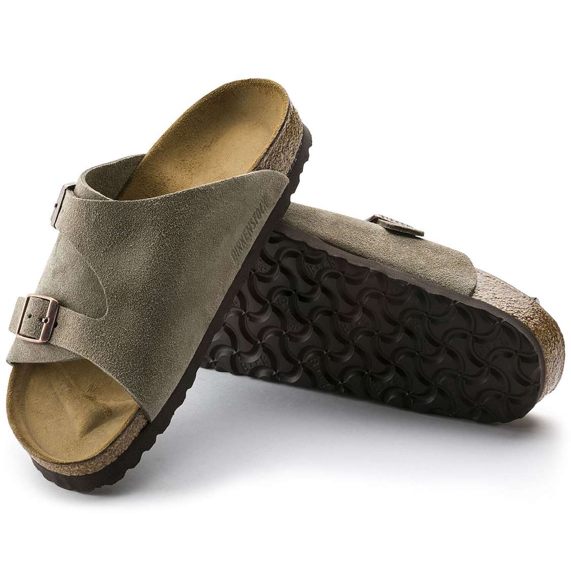 Brown Birkenstock Zürich Suede Leather Men's Two Strap Sandals | 8bfytLwYWOq