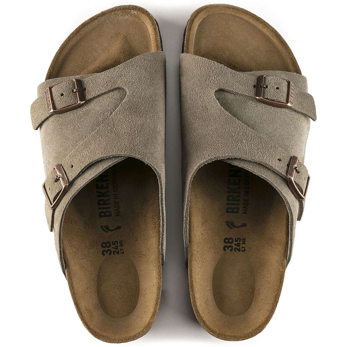 Brown Birkenstock Zürich Suede Leather Men's Two Strap Sandals | 8bfytLwYWOq